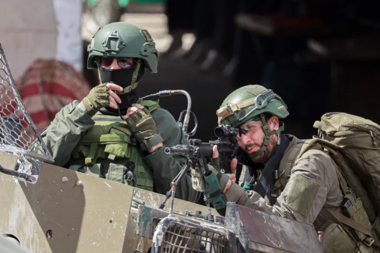 Israeli soldiers during a raid in the heart of the Palestinian city of Nablus, in the occupied West Bank on May 27, 2025