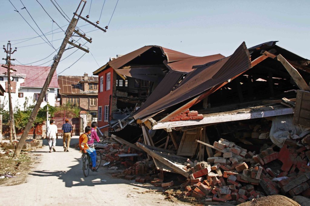 The remains of a residential house in Srinagar which was damaged by the 2014 flood.