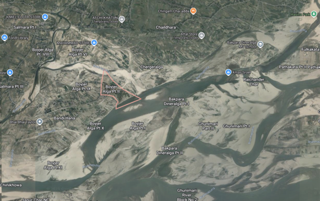The resettlement area at Boyjer Alga Part-II, which is a low-lying Char village that lacks basic facilities. Photo source: Google map