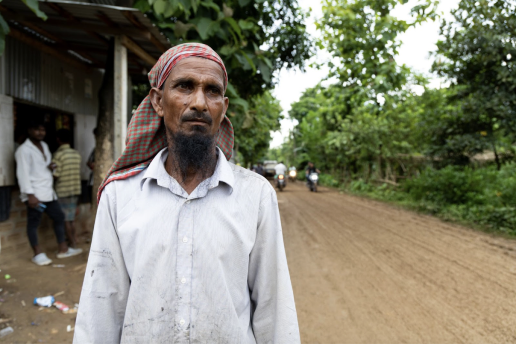 Ajahar Ali, a resident of Santoshpur, has been displaced for the second time in his life – first by the Brahmaputra in 1981 and now by an eviction drive. Photo: Kazi Sharowar Hussain