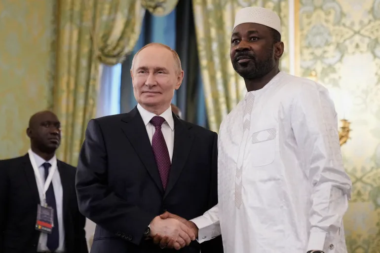 Russian President Vladimir Putin and Malian military leader Assimi Goita at the Kremlin Palace. Bamako has moved closer to Moscow since the 2021 coup