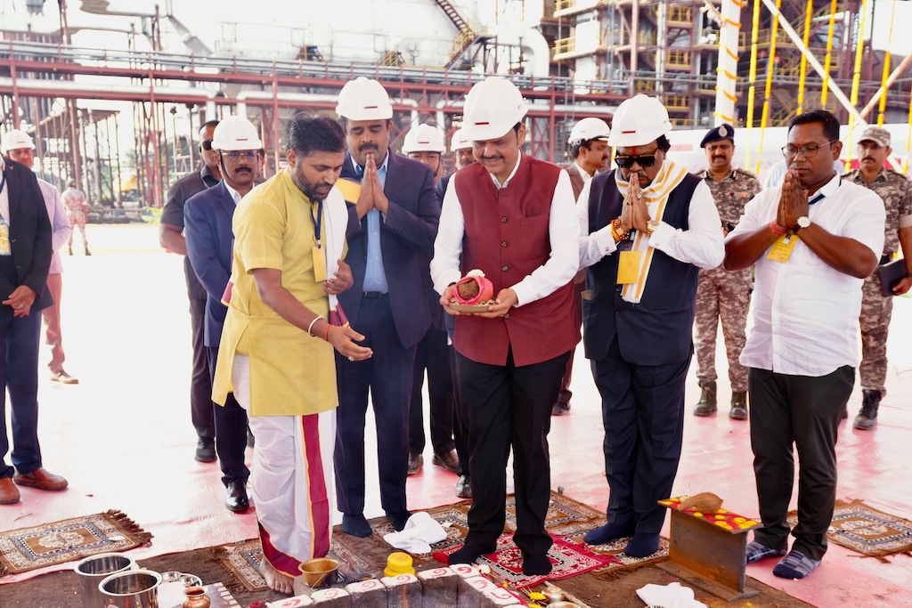 Maharashtra chief minister Devendra Fadnavis inaugurating the units of Lloyds Metal Energy in Gadchiroli on January 1, 2025.