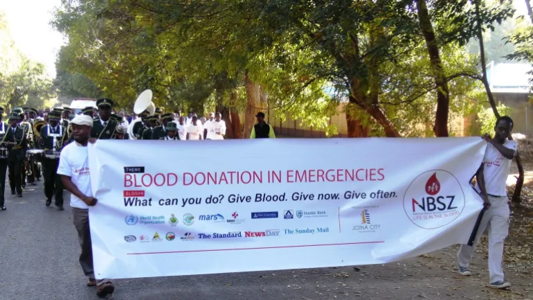 A World Blood Donor Day awareness street march in Zimbabwe
