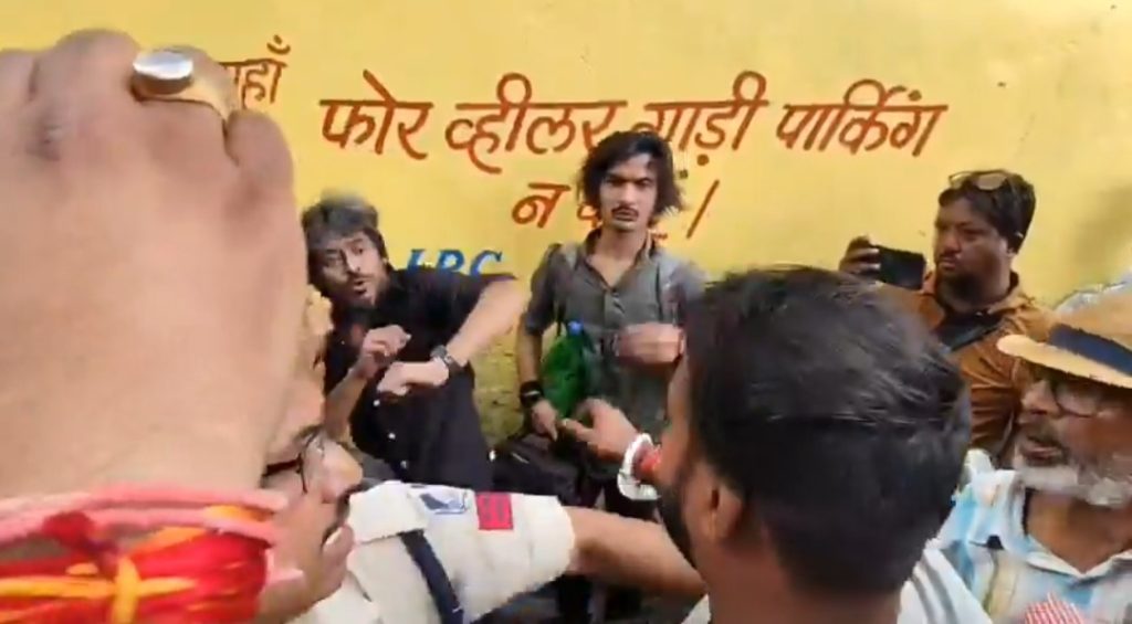The moment when Saurav Benarjee was slapped by an individual from the mob.