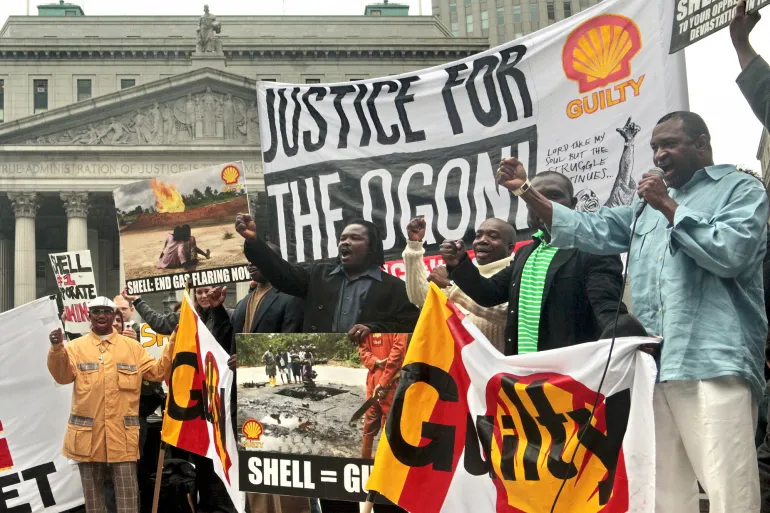 Members of Nigeria’s Ogoni community at a rally in New York in May 2009