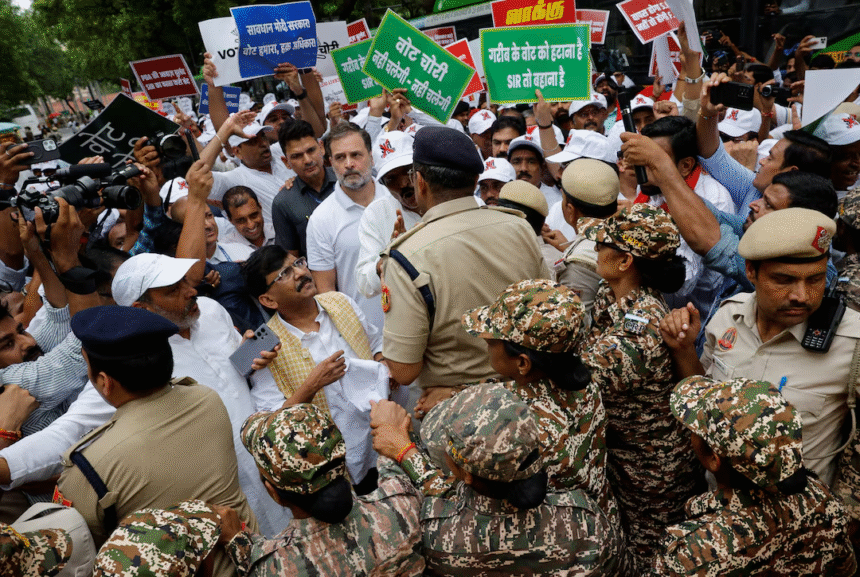 Rahul Gandhi, 10+ Opposition Leaders Detained in Fiery Protest Against India’s Election Commission — Political Tensions Soar
