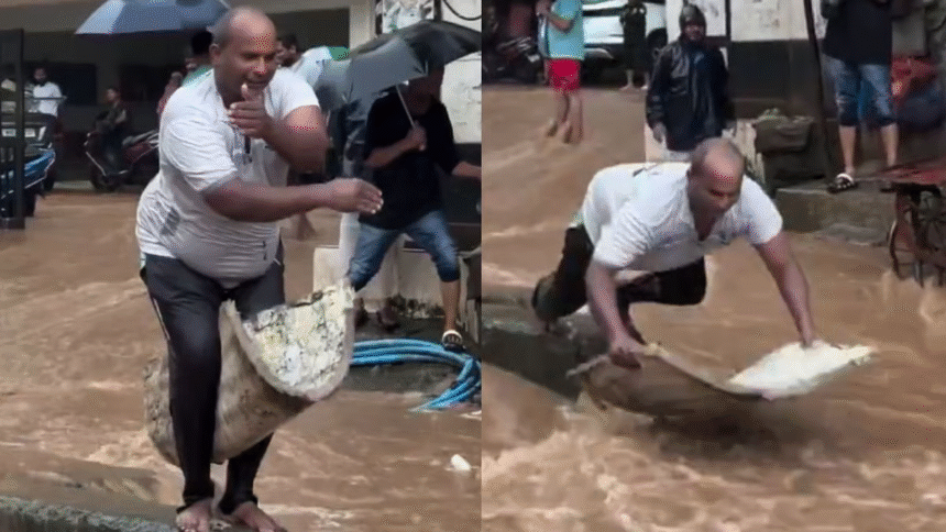 Mumbai Man Performs ‘Aura Farming’ Dance Before Diving Into Flooded Street Amid Heavy Rains – 1 Clip Gets Millions of Views