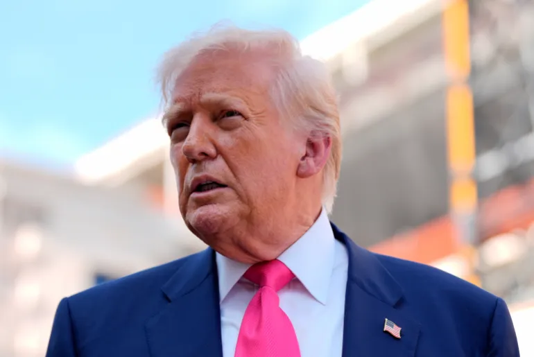 US President Donald Trump visits the Federal Reserve in Washington, DC, on July 24, 2025