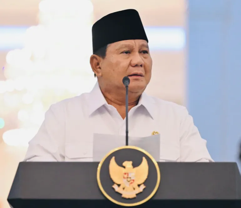 Indonesia’s President Prabowo Subianto speaking about recent violent protests during a news conference at the Presidential Palace in Jakarta, Indonesia, on August 31, 2025