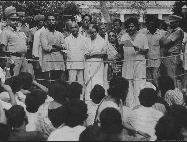 A photograph showing Yechury and Indira Gandhi, being shared across social media today.