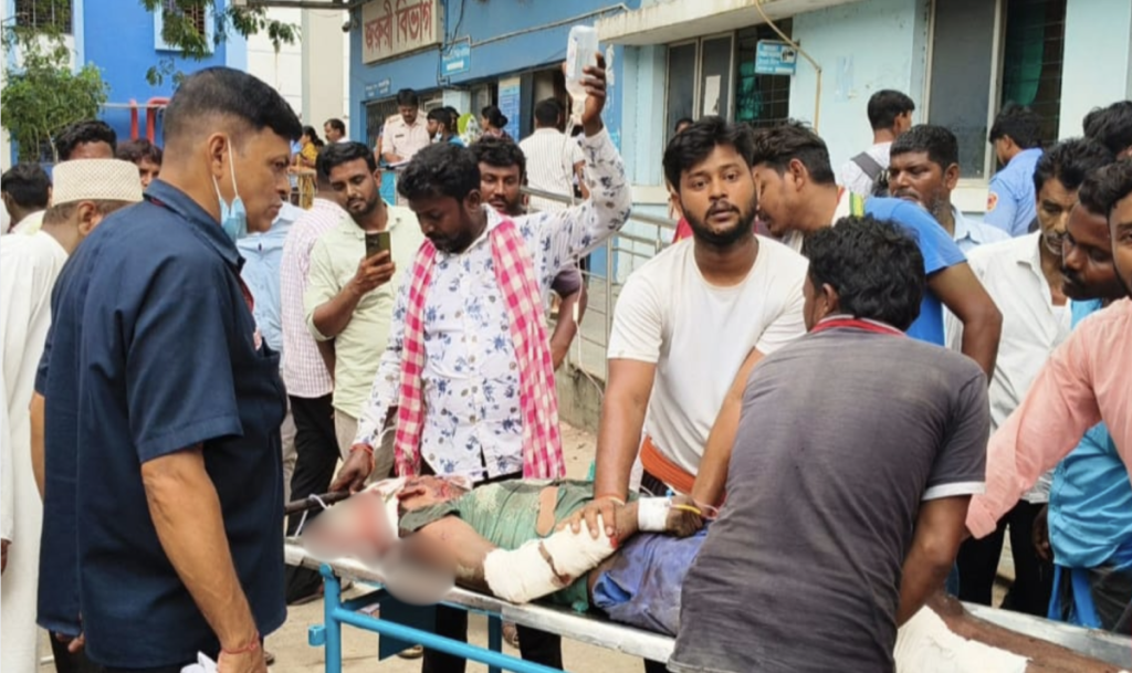 Injured being taken to the hospital in Birbhum district of West Bengal.