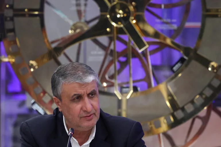 Mohammad Eslami, head of the Atomic Energy Organization of Iran (AEOI), attends a session of the World Atomic Week international forum, an event dedicated to the global nuclear industry and related sectors, in Moscow, Russia, September 25, 2025