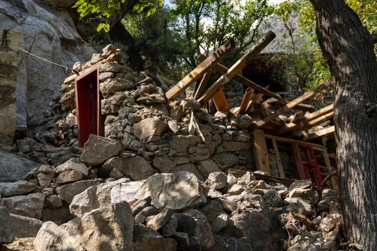 The remains of a home amid the destruction