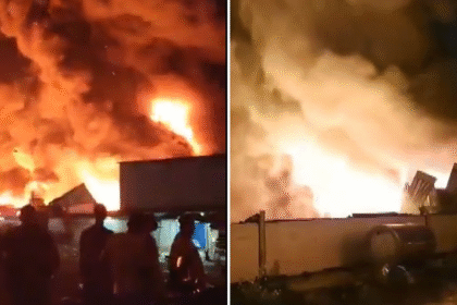 Massive Blaze Erupts at Bhiwandi Chemical Godown: 1 Fire Officer Injured in Fierce Firefight