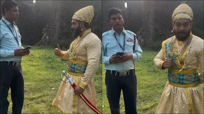 Man Dressed as Shivaji Maharaj Sparks 5-Minute Heated Argument With Guard in Viral Video