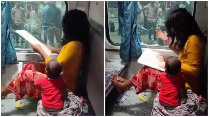 Shocking Train Chaos: Woman Smashes AC Coach Window After Purse Theft in Front of Child — Incident Caught on Video