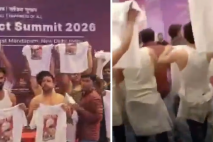 AI Impact Summit 2026 Chaos: 10+ Youth Congress Workers Strip Shirts, Raise Slogans — Viral Video Stuns India