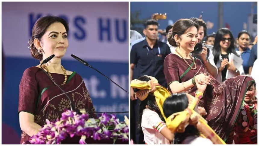 1 Elegant Moment: Nita Ambani Shines in Silk Saree While Receiving Humanitarian Award in Odisha