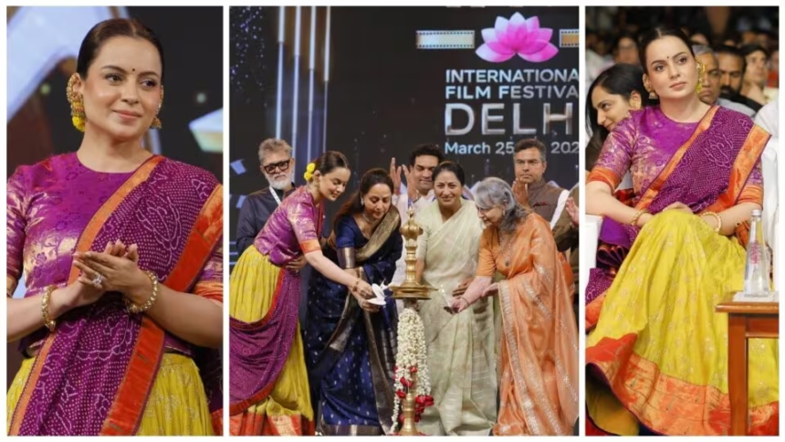 Kangana Ranaut SHINES in 1 Stunning South Indian Lehenga — Poses with Hema Malini & Sharmila Tagore